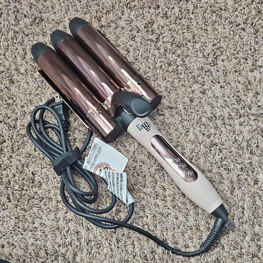 L'ange Le Tridente 3-Barrel Curling Iron in Rose Gold and Pink - Picture 3 of 4